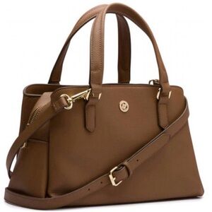 Ora Delphine Evelyn Elegant Tan or Brown Pebbled Leather Handbag 3 Compartments